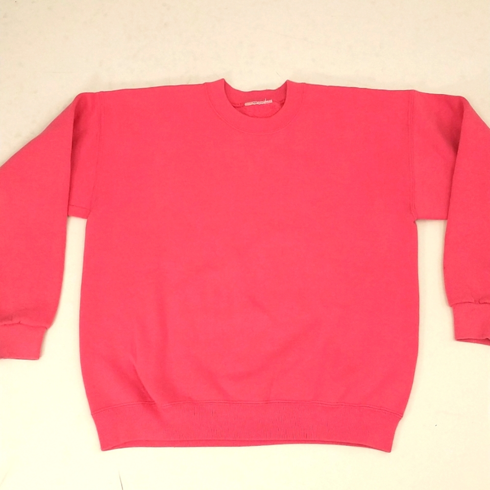 Vintage Pink Sweatshirt Boxy Crew neck Late 80s Early 90s Candy Bubblegum Pink